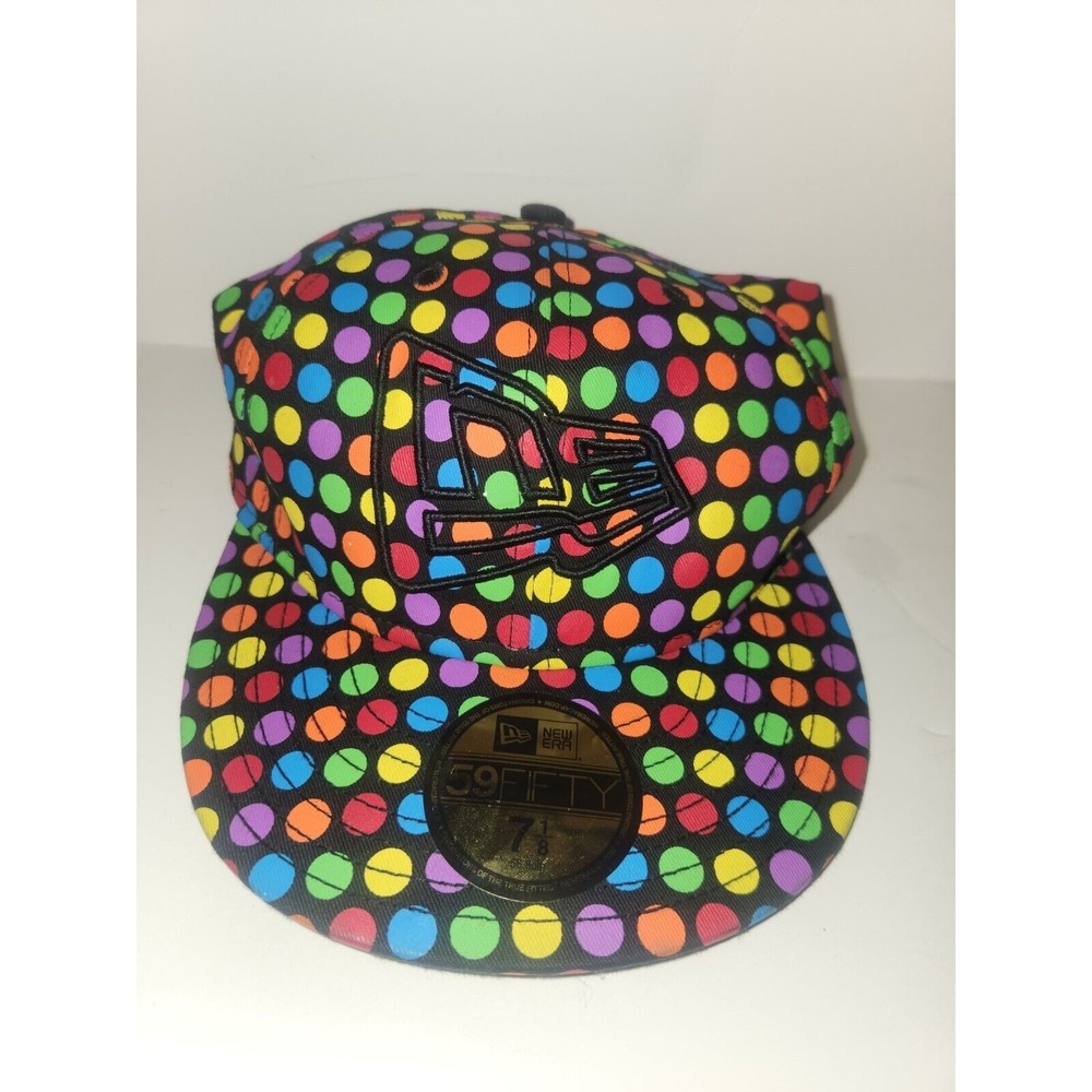 New Era 59fifty 7 1/8 Rainbow Polka Dot Fitted Hat 56.8cm